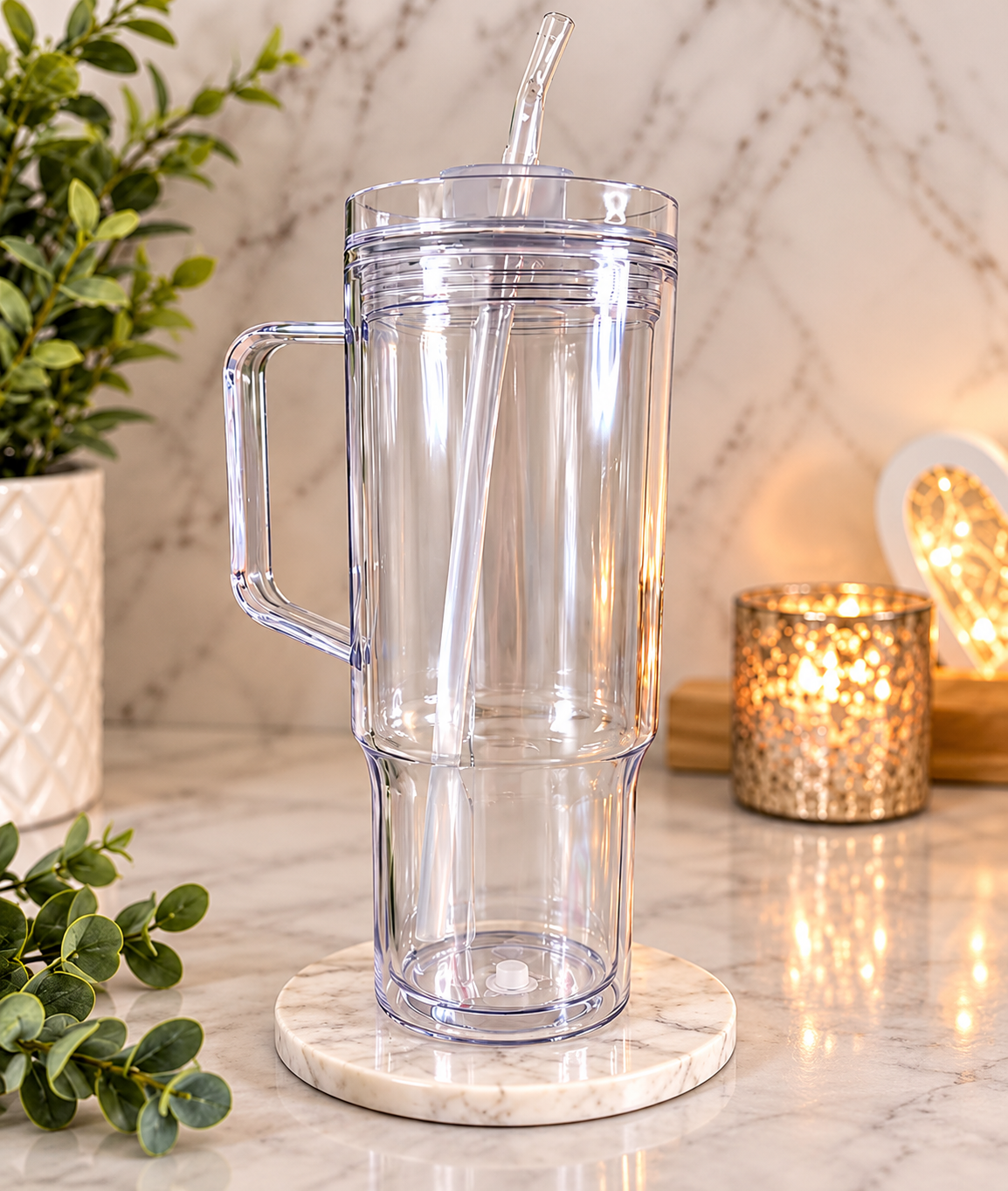 Clear handled tumbler